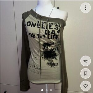 Graphic Print Olive Women's Top